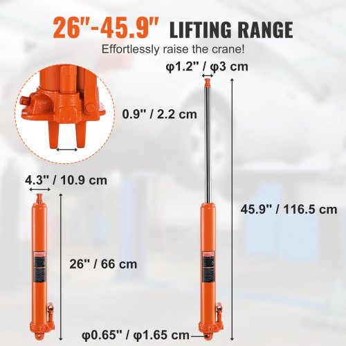 Hydraulic Long Ram Jack 8 Ton Engine Hoist Cylinder with Single Piston Pump