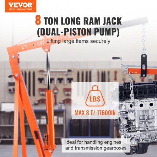 Hydraulic Long Ram Jack 8 Ton Engine Hoist Cylinder with Double Piston Pump