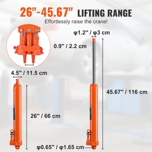 Hydraulic Long Ram Jack 8 Ton Engine Hoist Cylinder with Double Piston Pump