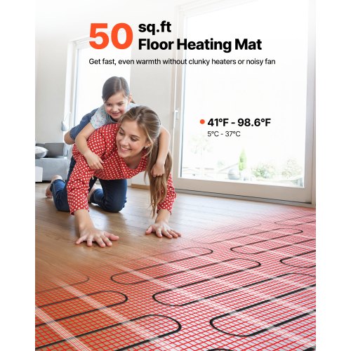 50 sqft SelfAdhesive Mesh Floor Heating Mat System 120V Electric Radiant