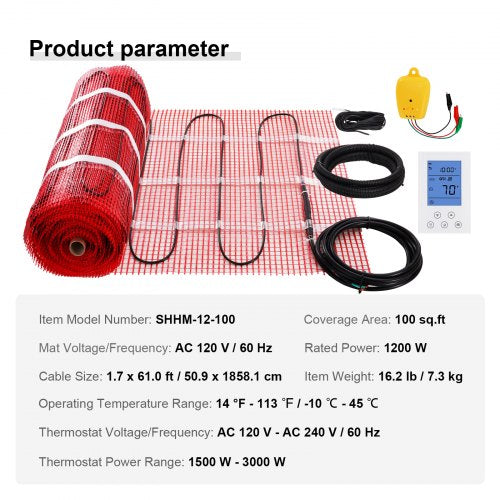 Floor Heating Mat100Sqft 14113 Electric Radiant Floor Heated Warm