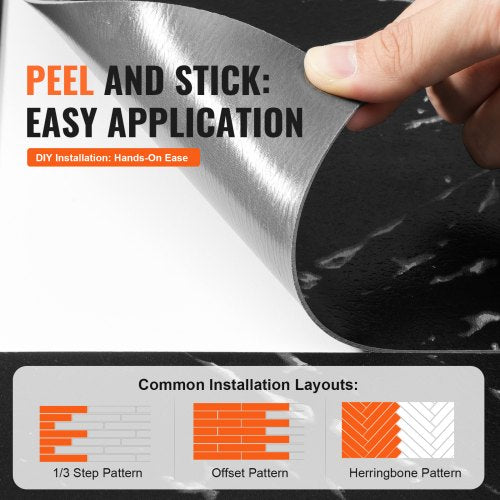 Self Adhesive Vinyl Floor Tiles 12 x 12 inch 50 Tiles 15mm Thick Peel