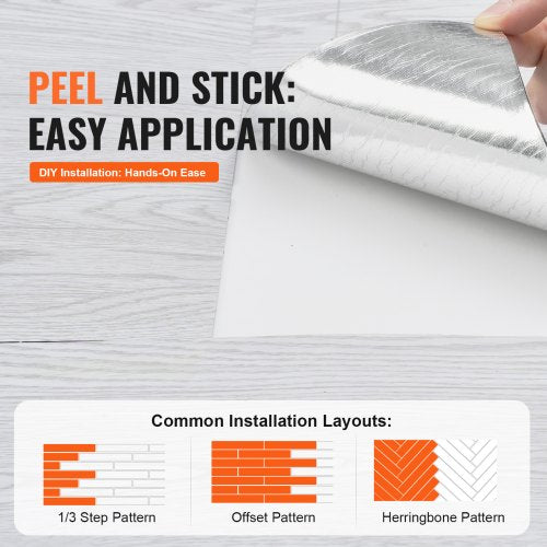 Self Adhesive Vinyl Floor Tiles 390 x 23.6 inch 15mm Thick Peel Stick