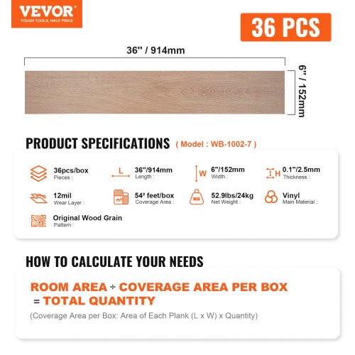 Self Adhesive Vinyl Floor Tiles 36 x 6 inch 36 Tiles 25mm Thick Peel