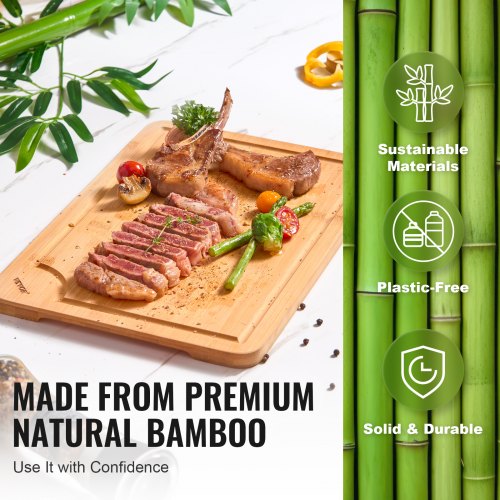 Cutting Board 3 Pieces Premium Versatile Bamboo Cutting Board with FoodGrade Oil
