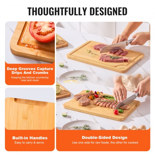 Cutting Board 3 Pieces Premium Versatile Bamboo Cutting Board with FoodGrade Oil