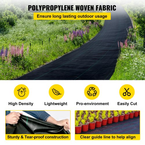 20 year 6x300 ft Heavy Duty PP Woven Weed Barrier Landscape Ground Cover 32Oz