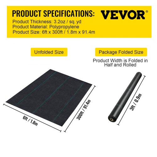 20 year 6x300 ft Heavy Duty PP Woven Weed Barrier Landscape Ground Cover 32Oz