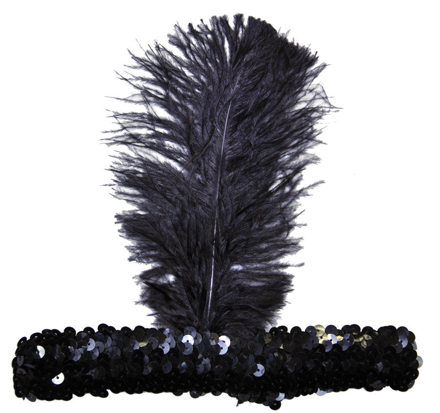 Womens 20s Flapper Headband | Black