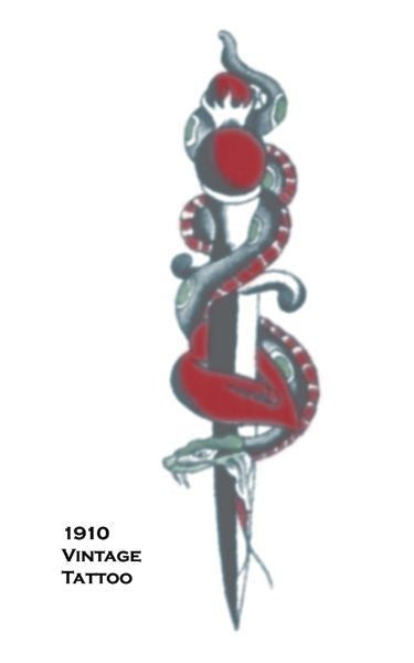 Tattoo Vintage Snake With Dagger