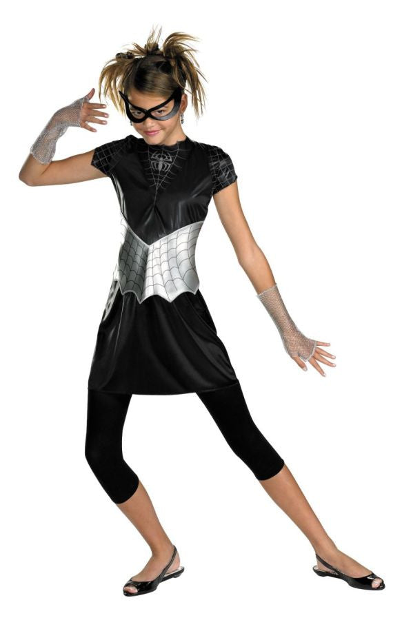 Girls Black Suited Spider Costume - Standard