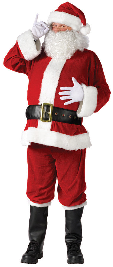 Mens Complete Velour Santa Suit Costume