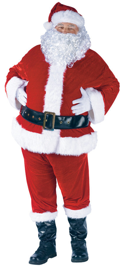 Mens Plus Size Complete Velour Santa Suit Costume