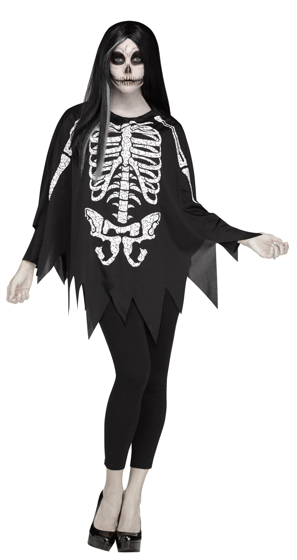 Womens Skeleton Poncho Costume | Halloween Decoration