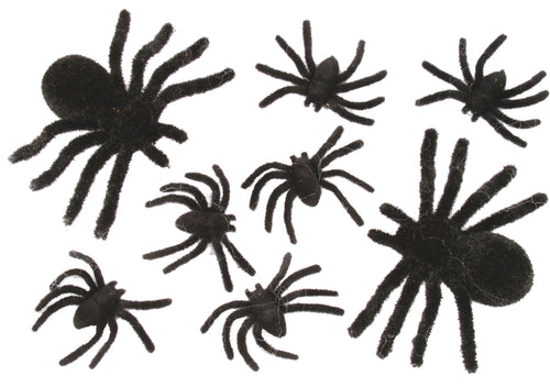 Fuzzy Spider Decorations - Set of 8 | Halloween Decoration