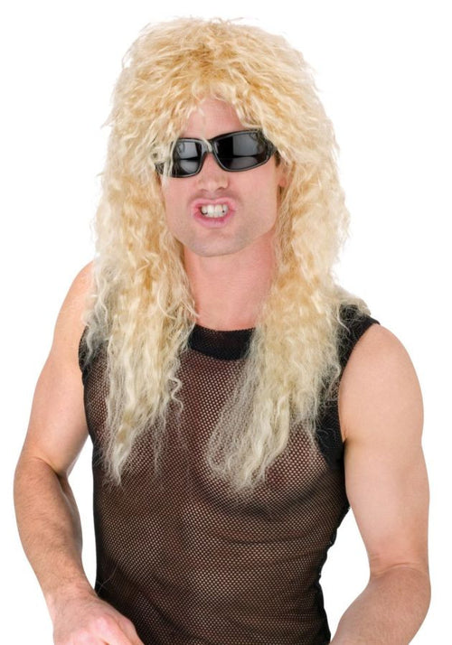 Adults Blonde Crimped Rocker Wig