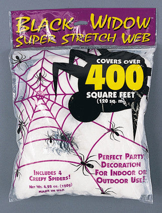 400 Sq. Ft. White Super Stretch Spider Web Halloween Decoration