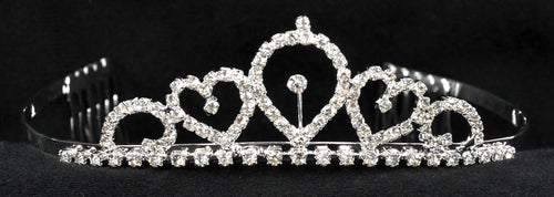 Kids Clear Rhinestone Single Point Tiara with Hearts