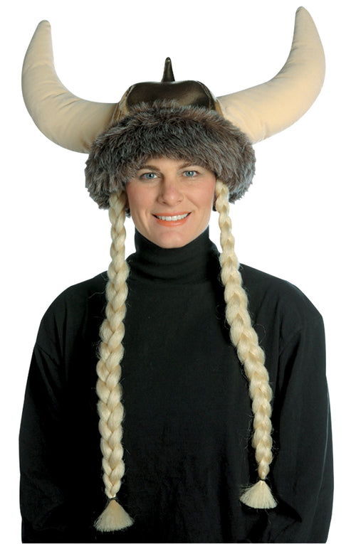 Adults Viking Hat with Blonde Braids