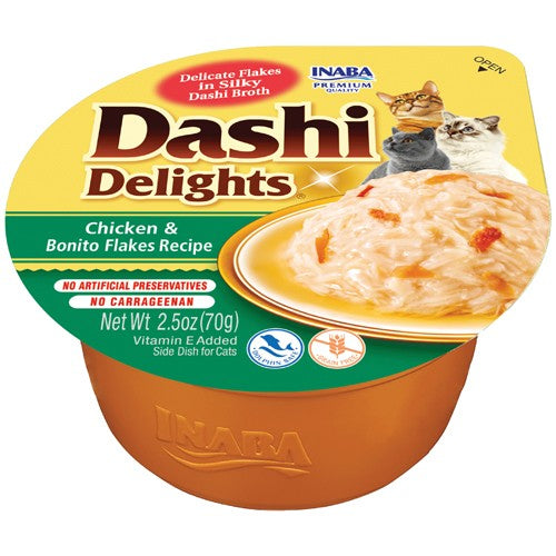 Inaba Dashi Delights Chicken & Bonito Flakes Flavored Bits in Broth Cat Food Topping