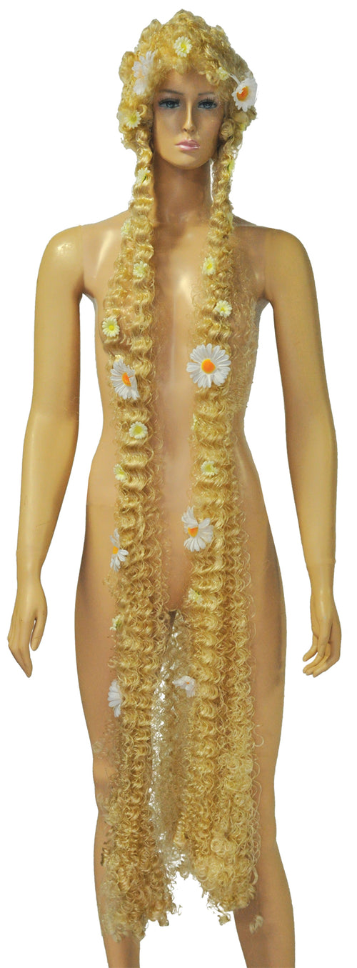 Adults Blonde Godiva Wig with Flowers