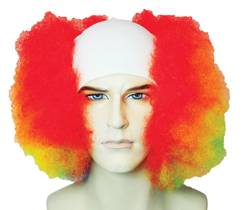 Adults Bald Curly Clown Wig | Rainbow