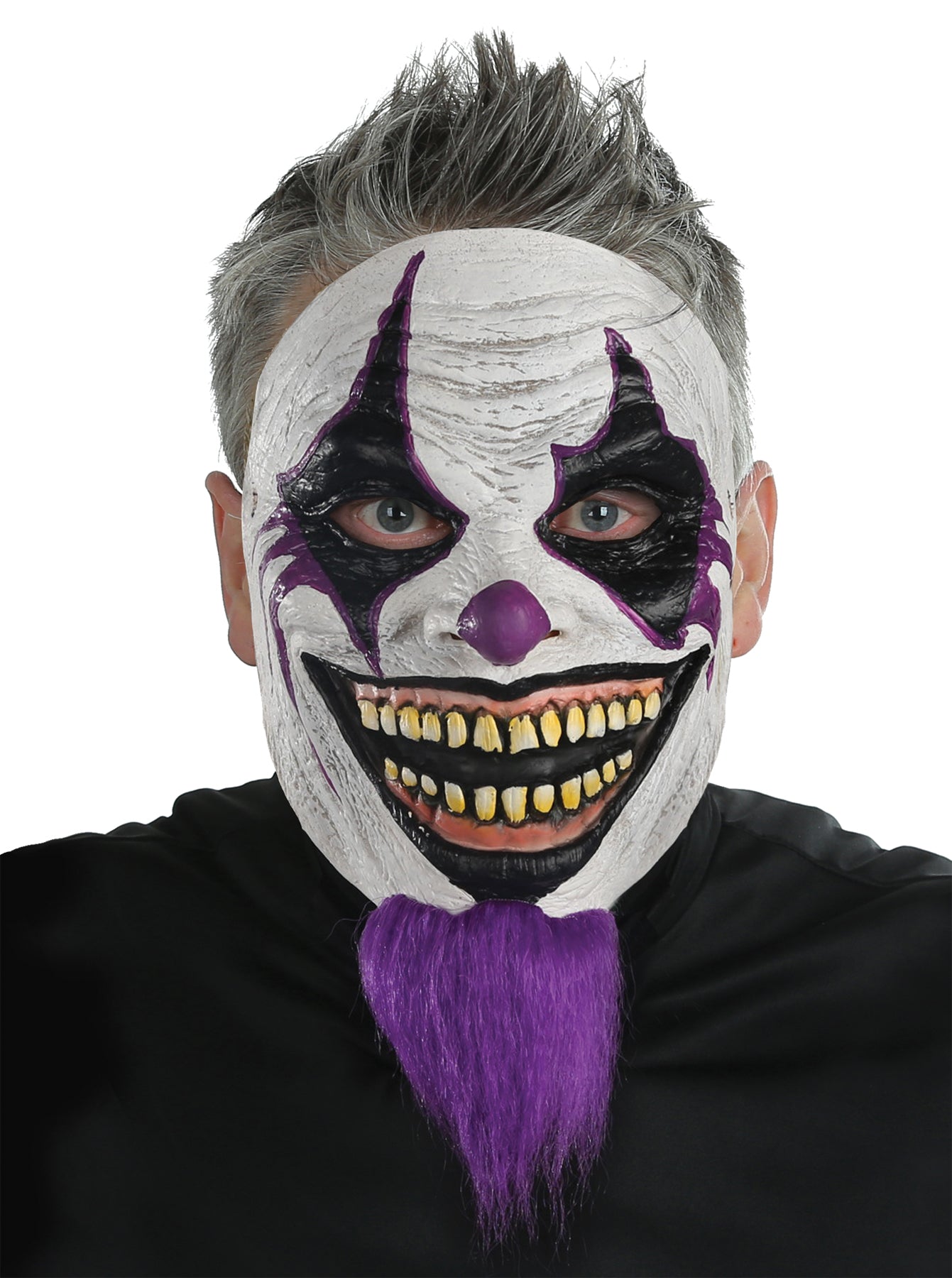 Mens | Adult's Clown Mask with Purple Beard