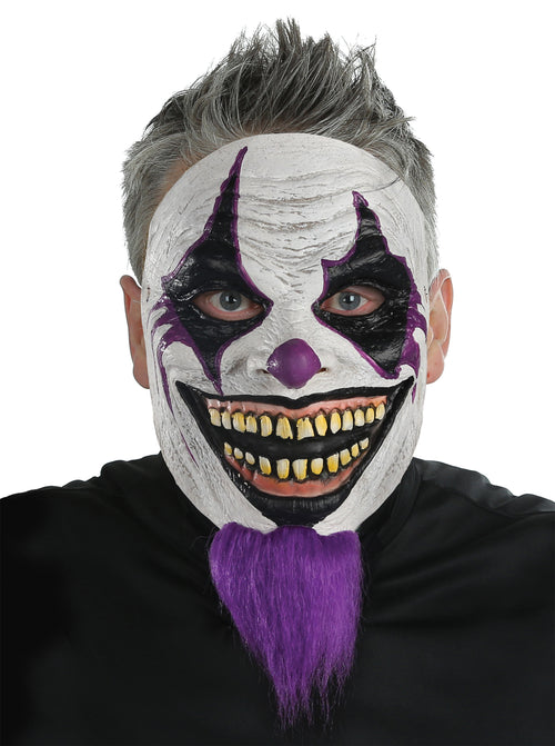 Mens | Adult's Clown Mask with Purple Beard