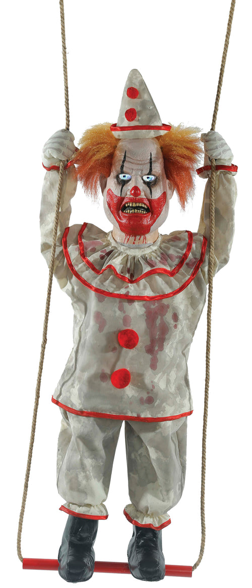 46" Hanging Animated Swinging Happy Clown Halloween Decoration