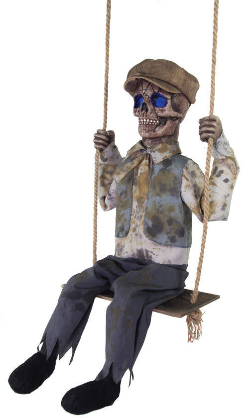 Boys | 62" Hanging Lightup Animated Swinging Skeleton Boy Decoration