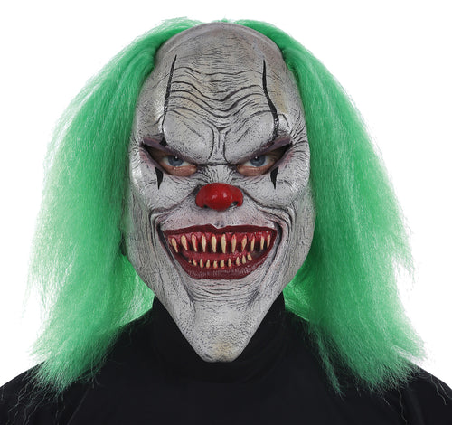 Adults Evil Clown Mask with Green Hair