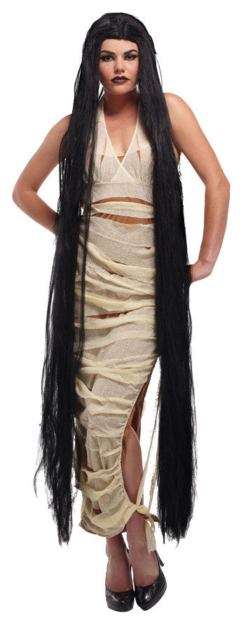 Adults Black Straight Extra Long Wig
