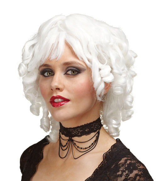 Adults White Curly Short Wig