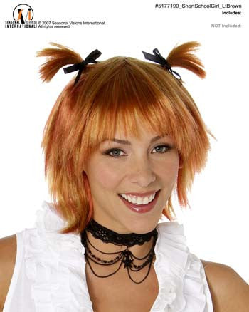 Adults Light Brown Short Ponytails Wig