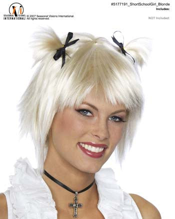 Adults Blonde Short Ponytails Wig
