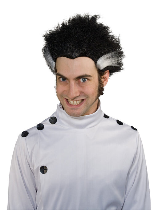 Adults Black with White Streaks Mad Science Wig