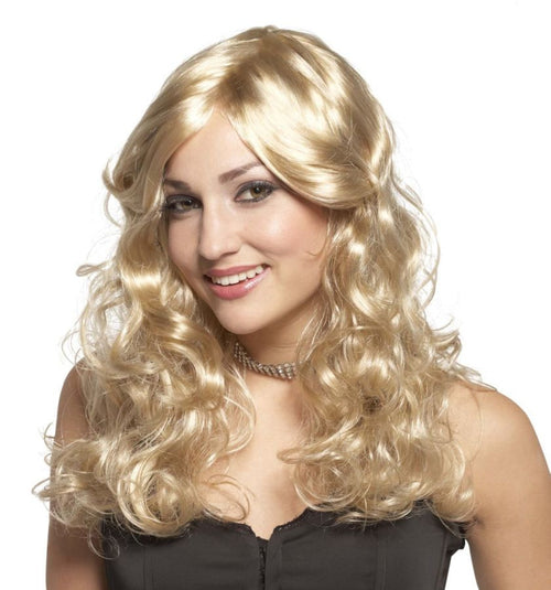 Womens Blonde Long Wavy Wig