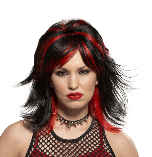 Unisex | Unisex Black & Red Rocker Wig