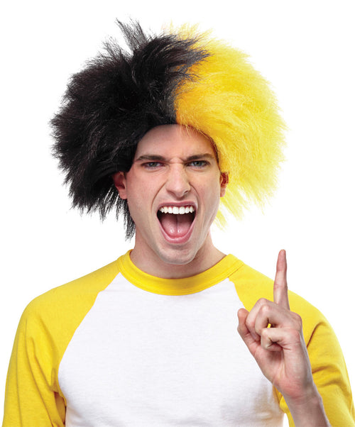 Sports Fun 2-Tone Wig | Black/Yellow