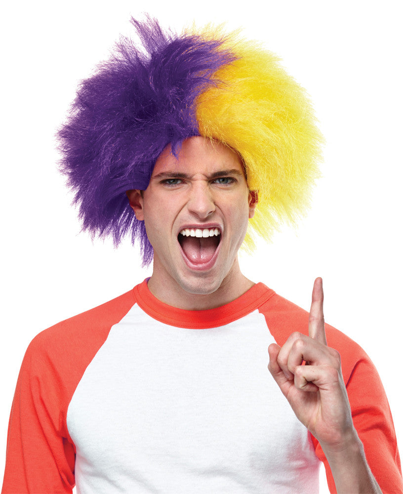 Sports Fun 2-Tone Wig | Purple/Yellow