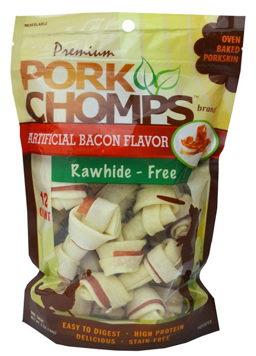 Pork Chomps Mini Knotz Dog Treats Bacon Flavor