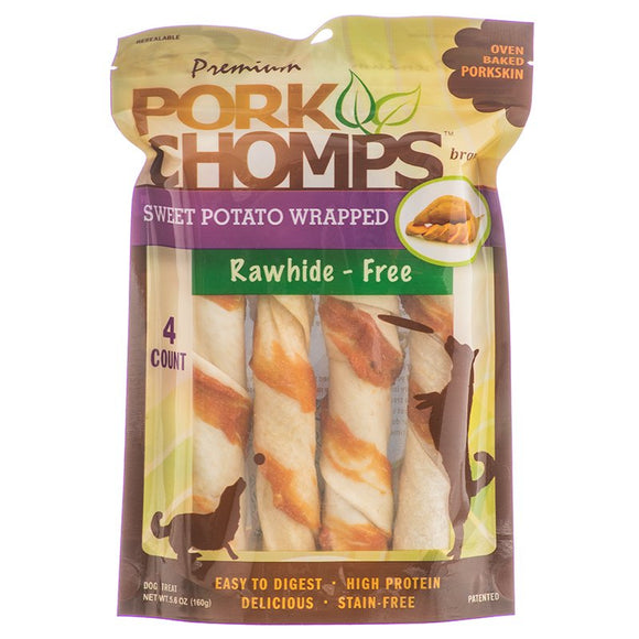 Pork Chomps Premium Sweet Potato Wrapped Porkskin Twists
