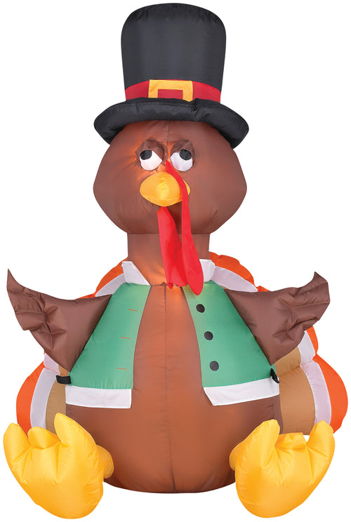 48" Blow Up Inflatable Happy Turkey with Vest Outdoor Yard Decoration