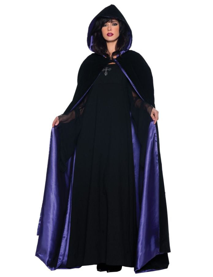 Womens Deluxe Black Velvet Cape | Purple