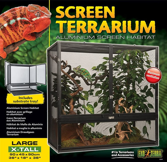 Exo Terra Screen Terrarium Aluminum Screen Habitat Large X-Tall for Reptiles